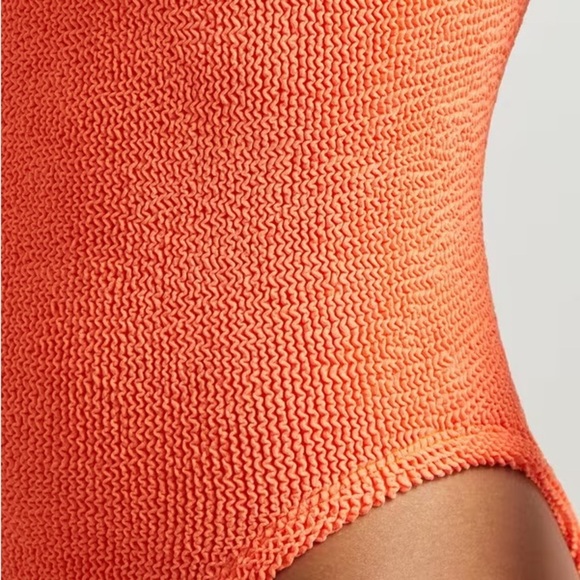 New Hunza G Swimsuit Orange Crinkle Classic Square Neck One Piece Monokini - Picture 2 of 9